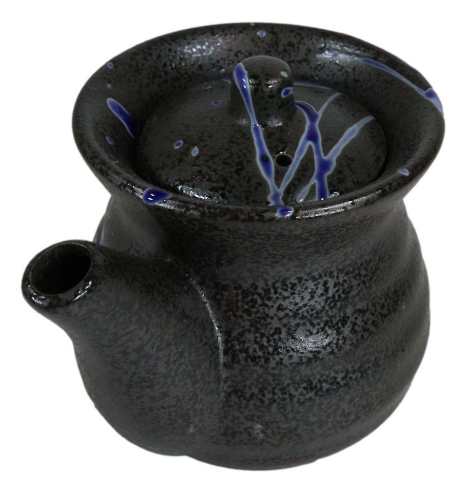 Pack of 2 Speckled Black Blue Japanese Tenmoku Porcelain Soy Sauce Dispensers Item image 5
