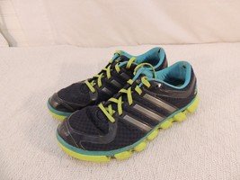 ADIDAS RUNNING SHOES WOMEN&#39;S sz9.5 NON-MARKING SOLES BLUE &amp; LIME GREEN W... - £13.34 GBP