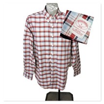 Brooks Brothers Mens Shirt Size L Oxford Red White Plaid Cotton Supima - $32.62