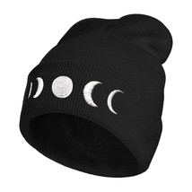 Gothic Goth Crescent Moon Embroidery Beanie Hat For Men Women Winter Warm Stretc - £17.97 GBP