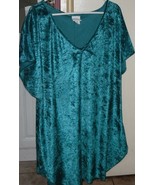 TOP LOUNGE TOP TEAL GREEN PANNE CRUSHED VELVET STRETCH SHORT NIGHT SHIRT - $17.46