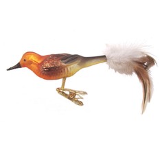 Clip On Bird Ornament Golden Browning Germany Glass Copper Birdie - £12.60 GBP