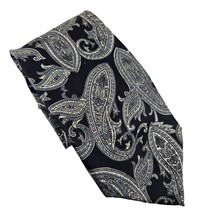 Woodbury Mens Neck Tie Silk Tie Rack Black Background Paisley Pattern Business - £11.87 GBP