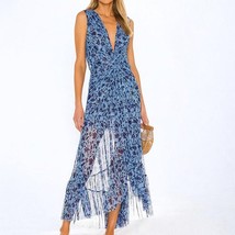 Misa Los Angeles Ava Blue Dress in Goa Floral Mesh - Size Large - £190.96 GBP