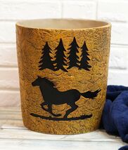 Wildlife Rustic Mustang Horse Pine Trees Forest Waste Basket Dry Trash B... - $75.37 CAD