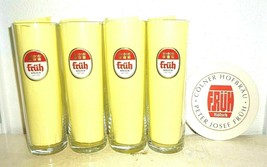 4 Fruh Kolsch Cologne Koln German Beer Glasses &amp; Coasters NEW - £39.05 GBP