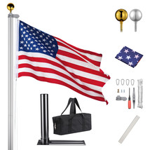 Yeshom 20Ft Aluminum Flagpole Kit With Tire Mount Base Flag Ball Top Out... - £131.94 GBP