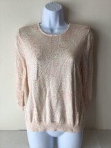 Chaps Womens Sweater Size Medium Pink Cream 100% Cotton - £19.72 GBP