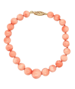 7mm-10mm Genuine Natural Coral Bead Bracelet w/14k Gold Fits 6 3/4&quot; Wris... - $401.52 CAD