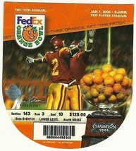 2004 Orange Bowl Game Full Ticket Miami Florida State UM FSU - £65.60 GBP
