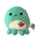 Squishmallow Zobey the Octopus Valentine Plush 5 Inch Teal Hearts Kellytoy - $9.00