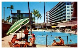 Swimming Pool at the Reef Hotel on the Beach of Waikiki Hawaii Postcard - £7.87 GBP
