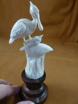 Pel-2) Pair Pelicans sitting birds shed ANTLER figurine Bali detailed ca... - $86.25