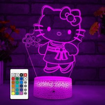 Cat Night Light - Kitty Lamp,With Remote &amp; Smart Touch,7 Colors + 16 Colors Chan - £22.13 GBP