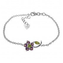 Galaxy Gold GG Single Flower Bracelet with Amethysts and Peridots in 14k... - £588.06 GBP