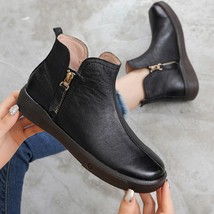 Full Cow Leather Women Ankle Boots Zipper Ankle Women Winter Boots Shoes Warm Vi - £63.55 GBP