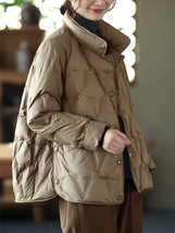 Lagabogy 2023 Autumn Winter Women Single-Breasted Warm Short Puffer Coat Female  - £53.99 GBP