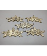 5 Vintage Flower Brass Flower Drawer Door Pull Back Plate - $922.68 MXN
