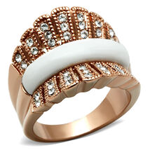 GL223 - IP Rose Gold(Ion Plating) Brass Ring with Semi-Precious Agate in... - $23.20 CAD