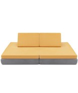 4 Pieces Convertible Kids Couch Set with 2 Folding Mats-Yellow - Color: ... - €165,14 EUR