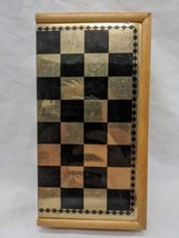 Travel Chess Board Gold And Black With Plastic Pieces Chess 8&quot;  - $35.63