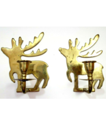 Vintage Brass Reindeer Studio Nova Set of 2 Candle Stick Holders - £11.81 GBP