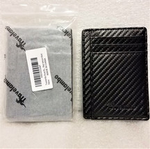Travelambo RFID Minimalist Slim Leather Wallet Carbon Fiber Black or Blue NEW! - £6.28 GBP