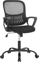 Office Desk Chairs With Swivel Rolling Wheels, Lumbar Support And, Black - £65.41 GBP