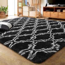 Luxury Shag Area Rug 5X8 Feet Geometric Plush Fluffy Rugs, Extra Soft Carpet Mor - £81.79 GBP