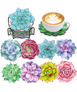 8 PCS Succulent Diamond Art Coasters-Flower Diamond Painting Coasters Ki... - £13.97 GBP