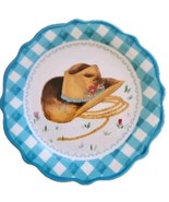 Four (4) Pioneer Woman ~ Gingham Edge Cowgirl Hat Pattern ~ 7&quot; Stoneware... - €31,90 EUR