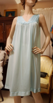 Vtg M Vanity Fair Aqua Blue Silky Nylon Free Bust Babydoll Nightgown~VF ... - $17.82