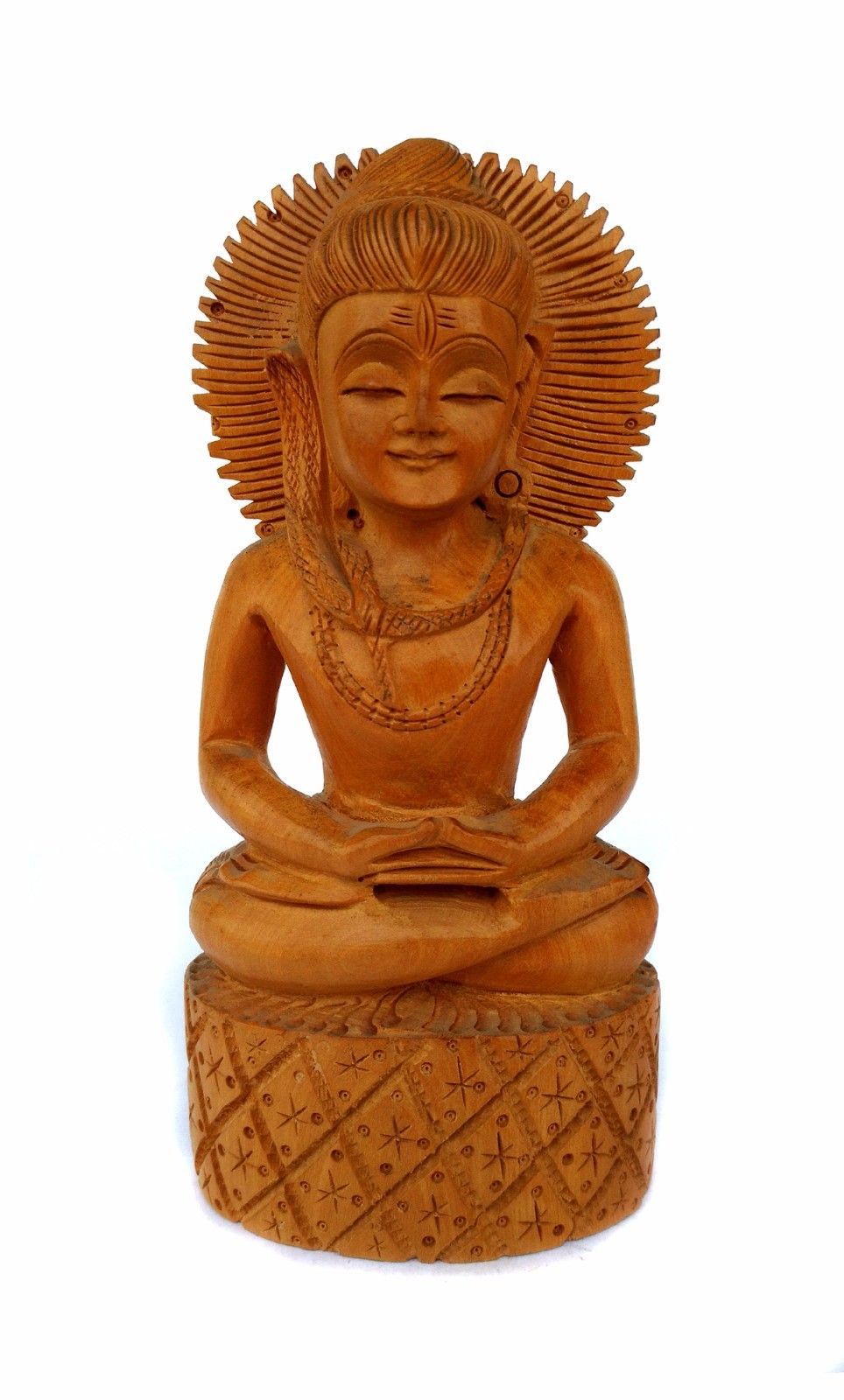 Sculpture Home Decor art Meditation Shiva statue Wooden Handmade Wooden ... - $72.93