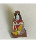 Vintage Red Yellow &amp; Brown Enamel &amp; Goldtone Asian Woman  Lapel or Hat P... - £7.49 GBP