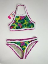 Betsey Johnson Floral Bikini Tropical Swimwear Resort Set Top Bottom Sz Small - £41.88 GBP