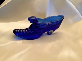 Fenton Art Glass Cobalt Blue Cat Head Melon Slipper Shoe  - £27.91 GBP