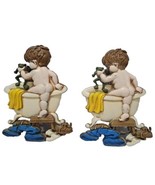 Cast Metal Wall Art Hanging Little Boy &amp; Frog Taking A Bath Sexton 1975 Vtg - $39.55