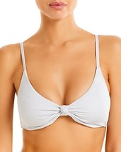 MSRP $48 Aqua Swim Knotted Metallic Bikini Top Silver Size Small (DEFECT) - £8.03 GBP