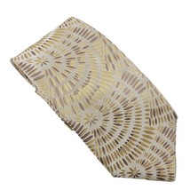 Christian Lacroix Mens Neck Tie Silk Italy Cream Gold Circle Pattern Bus... - £19.78 GBP