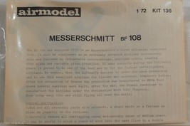 Airmodel Kit 1/72 Messerschmitte BF 108 Kit 136 - $17.75