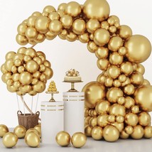 129Pcs Metallic Gold Balloons Latex Balloons Different Sizes 18 12 10 5 Inch Par - £20.35 GBP