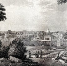 Jerusalem 1872 Victorian Steel Engraving Antique Religious Original Print DWW8C - $43.99