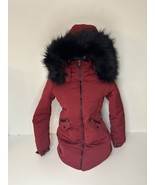 Coalition LA Red Puffer Jacket Size Small (4) Parka Faux Fur Hoodie Quil... - £22.51 GBP