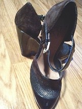 MRKT - Lauren Black  Brown Heels Wedges Shoes Leather sz 7 1/2 - £23.89 GBP