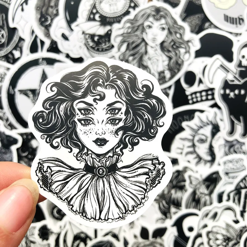 Play 50Pcs/Pack Black White Gothic Style Horror Thriller Stickers Cool Pegatina  - £23.18 GBP
