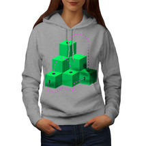 Wellcoda Cube Trendy Print Womens Hoodie, Geometrical Casual Hooded Sweatshirt - £29.05 GBP