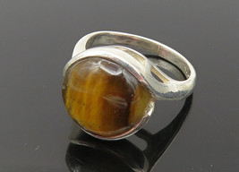 925 Sterling Silver - Vintage Cabochon Tiger&#39;s Eye Cocktail Ring Sz 6 - RG10375 - £21.09 GBP