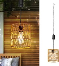 Battery Operated Chandelier,Hanging Rattan Pendant Lights With Timer,Gazebo - £36.98 GBP