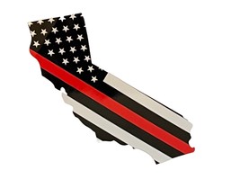 CALIFORNIA Thin Red Line USA Flag Reflective Decal Sticker  - £6.22 GBP