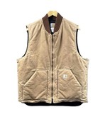 Carhartt Vest Men XL Tall Tan Quilt Lined Canvas Workwear Hunting USA VT... - £62.17 GBP